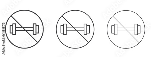 Forbidden barbell signs - editable stroke vector illustration