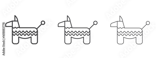 Donkey pinata icon - editable stroke vector illustration