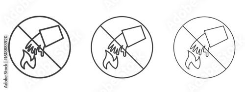 Do not extinguish with water signs - editable stroke vector illustration