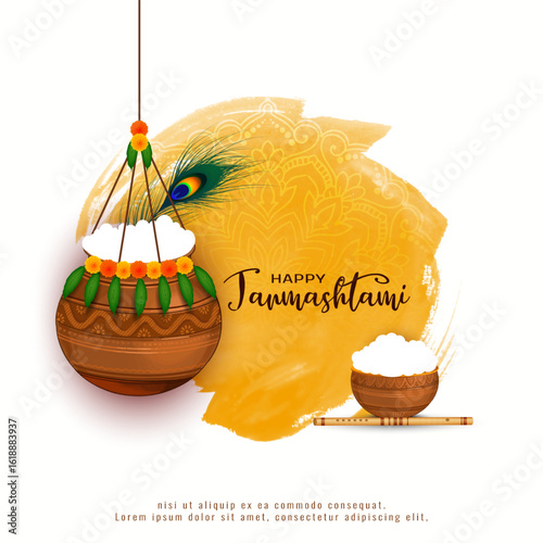 Happy Janmashtami Indian religious festival background