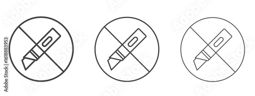 Do not cut signs - editable stroke vector illustration