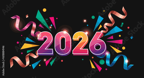 Celebration of the Upcoming Year 2026 with Festive Decorations