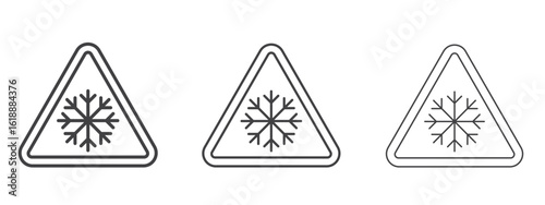 Cold warning signs - editable stroke vector illustration