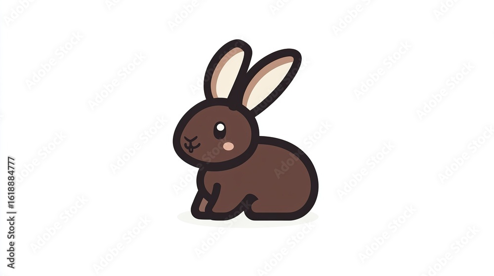 Fototapeta premium Brown rabbit cartoon character on white background