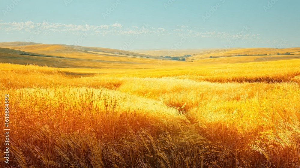 Obraz premium golden wheat field and sunny day, no logos, no brands