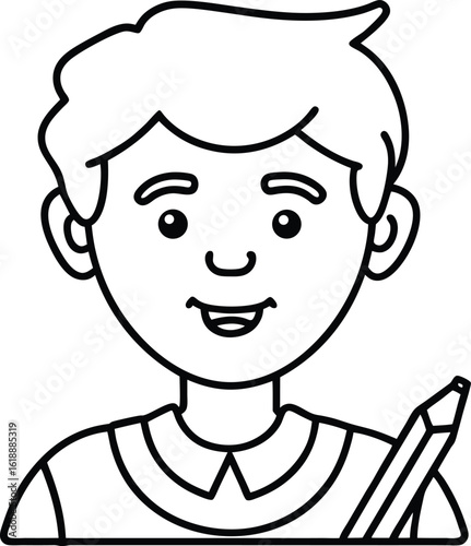 student avatar flat vector line art white background playful look