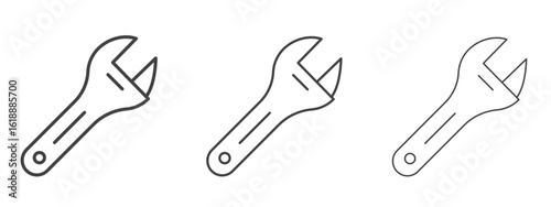 Adjustable wrench icon - editable stroke vector illustration