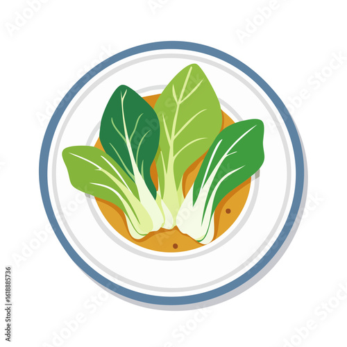 Fresh, vibrant bok choy arranged artfully on a plate