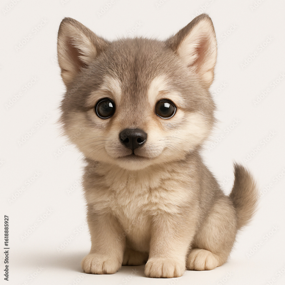 Obraz premium Cute baby wolf cartoon 3D image