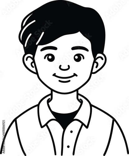 student avatar flat vector line art white background shy expression