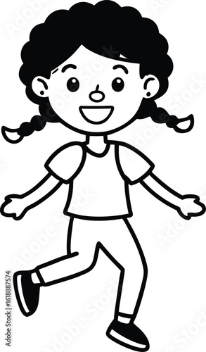 student avatar flat vector line art white background joyful smile