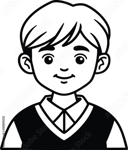 student avatar flat vector line art white background focused gaze