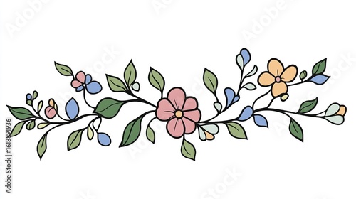 Wallpaper Mural A single vector icon of a floral border, bold black outline, flat colors, no gradient, simple and modern style, white background, Torontodigital.ca