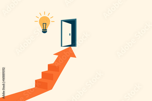 Unlock your potential with innovative ideas, climb to success, and open doors to new opportunities - Vector illustration