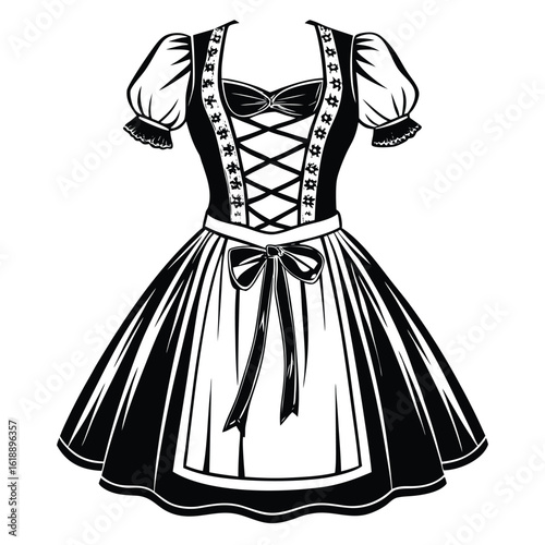 Feminine dirndl dress black silhouette white traditional