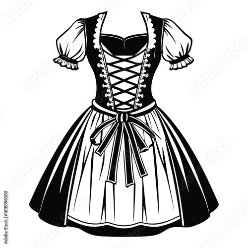 Feminine dirndl dress silhouette black white
