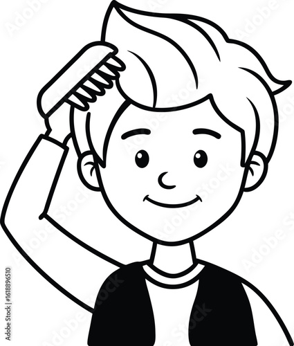 student avatar flat vector line art white background playful glance