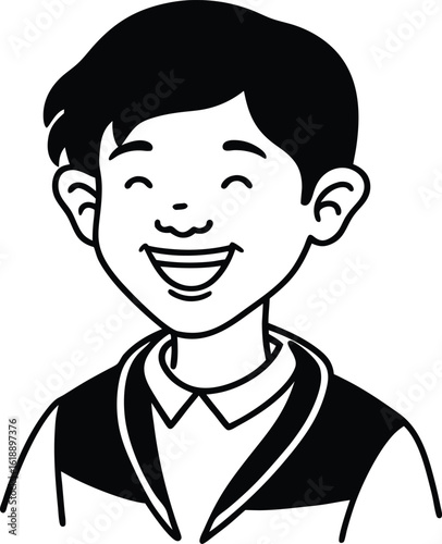 student avatar flat vector line art white background attentive gaze