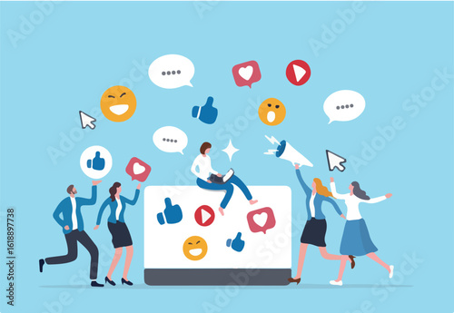 Employee engagement, work satisfaction or happiness, company commitment or employee appreciation, wellbeing or inclusive concept, happy business people employees jump with work engagement elements.