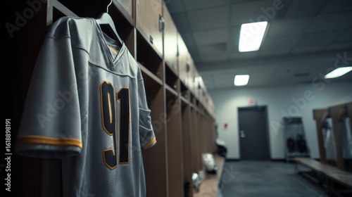 Locker room with jersey