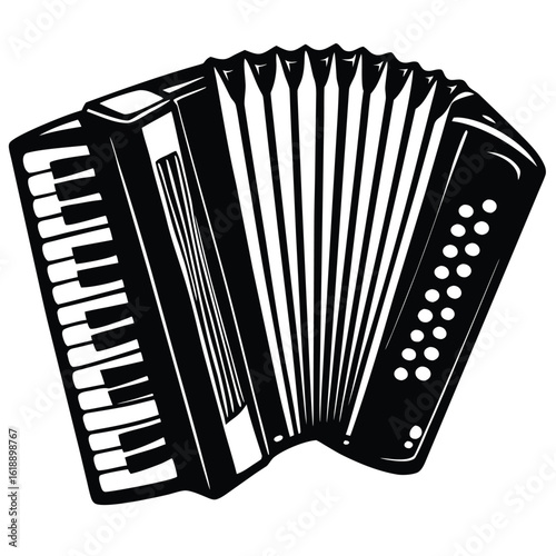 Black accordion musical instrument white keyboard