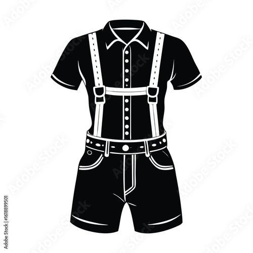 Black lederhosen with suspenders german clothing traditional wear