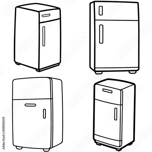 Refrigerator Coloring Page Illustration Outline Vector