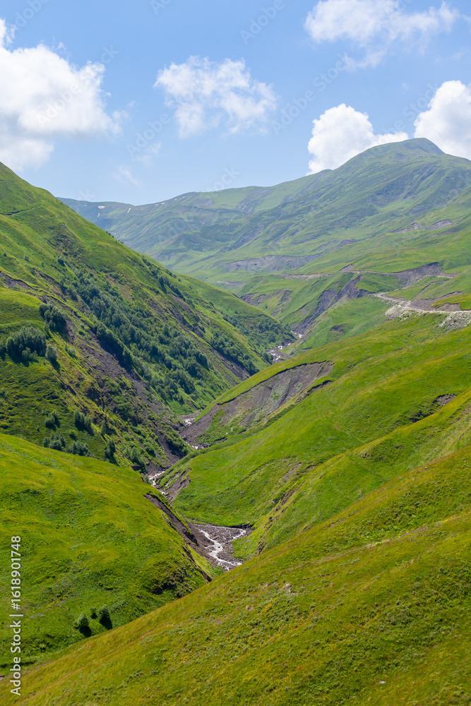 Fototapeta premium The beautiful mountainous landscape of Upper Khevsureti, Georgia