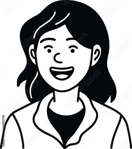 student avatar flat vector line art white background confident look