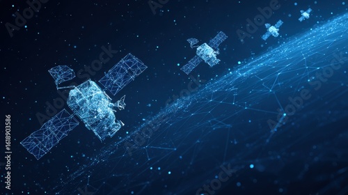 Fototapeta Naklejka Na Ścianę i Meble -  satellites orbiting digital earth