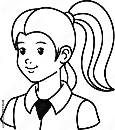 student avatar flat vector line art white background attentive gaze