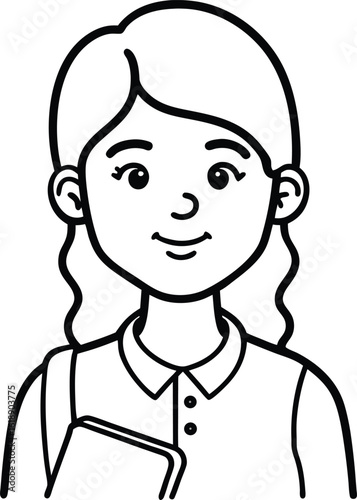student avatar flat vector line art white background gentle laugh