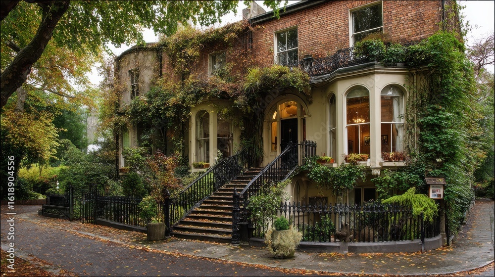 Fototapeta premium A home in St. Stephen's Green in Dublin, Ireland., no logos, no brands