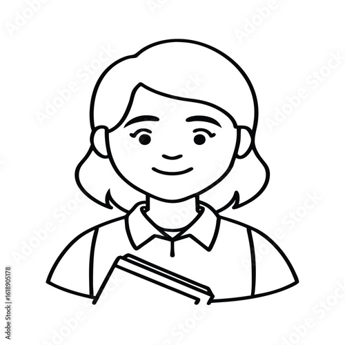 student avatar flat vector line art white background casual pose