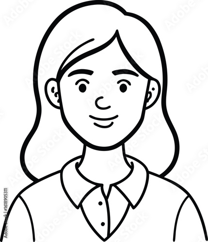 student avatar flat vector line art white background calm expression