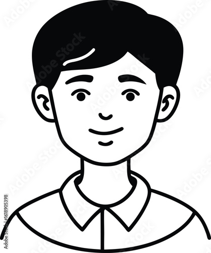 student avatar flat vector line art white background soft smile