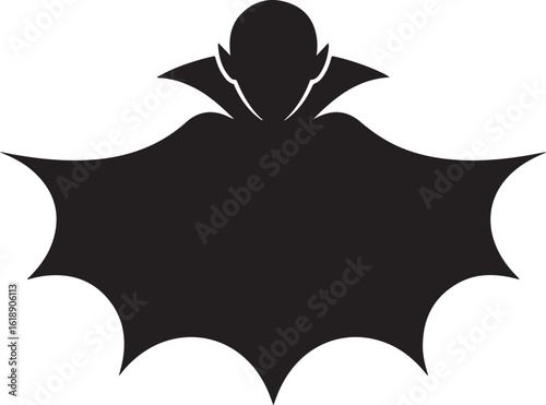Black silhouette of a vampire with a cape collar