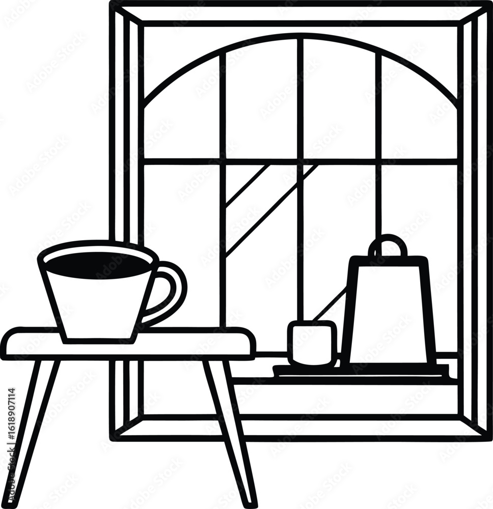 Fototapeta premium Study Lounge with Big Window and Armchair Vector