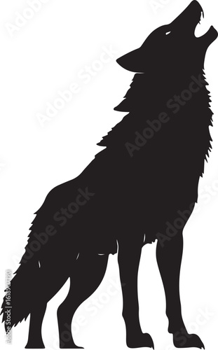 Wolf howling silhouette