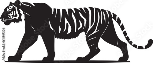Tiger walking silhouette