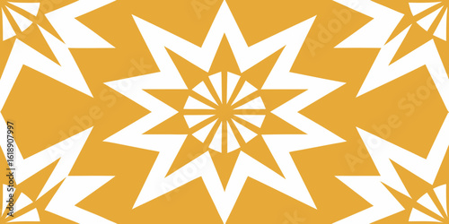 Golden star burst pattern with bright yellow stars, a seamless vector illustration perfect for festive holiday decoration or a celebratory backdrop