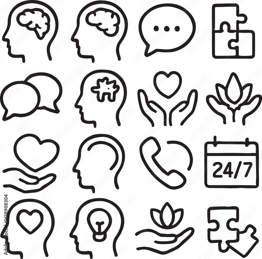 Human mind and communication icons brain head Human mind and communication icons brain head