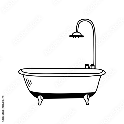 bathtub with shower on transparent background