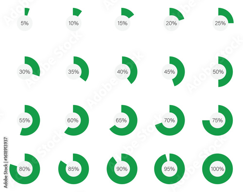 Pie chart set. Circle pie charts diagrams. Different color circles isolated. Circle section graph. Infographic element round shape. Pie chart divided equal parts. Colorful circle arrow charts. 