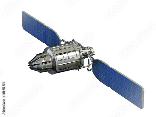 Fototapeta Naklejka Na Ścianę i Meble -  Communication satellite on transparent background. 3D illustration
