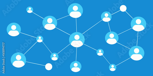 Social network connection concept illustrating global communication and community links through a futuristic 3D atomic structure of connected people and business