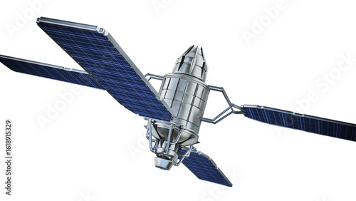 Fototapeta Naklejka Na Ścianę i Meble -  Communication satellite on transparent background. 3D illustration