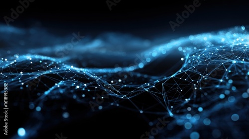 blue glowing network wave