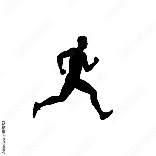 A runner's silhouette in motion on a transparent background