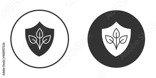 Shield with leafs icon, flat vector simple element illustration from editable concept